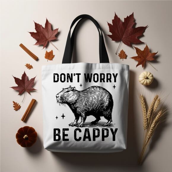 Cute Capybara Funny Tote Book Bag - Picture 4 of 4